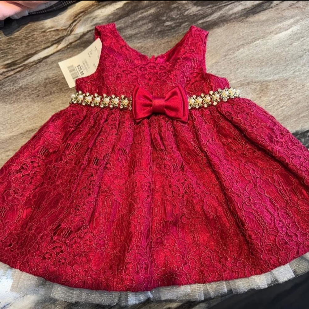Elegant Red Lace Kids Dress